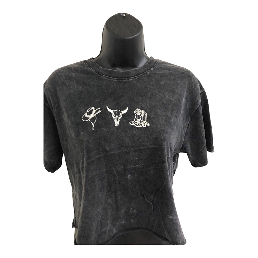 Black Graphic Short Sleeve Tee - Women